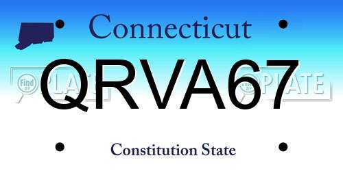 QRVA67 Connecticut License Plate