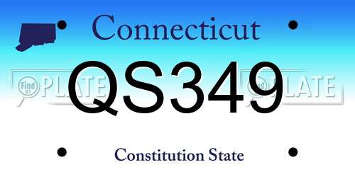 QS349 Connecticut License Plate