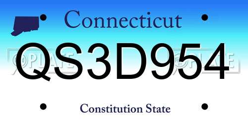 QS3D954 Connecticut License Plate