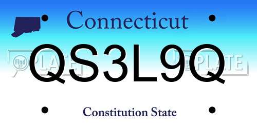 QS3L9Q Connecticut License Plate