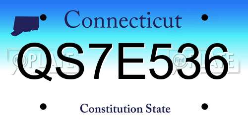 QS7E536 Connecticut License Plate