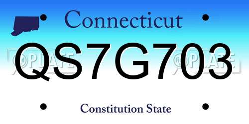 QS7G703 Connecticut License Plate