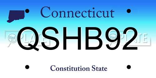 QSHB92 Connecticut License Plate
