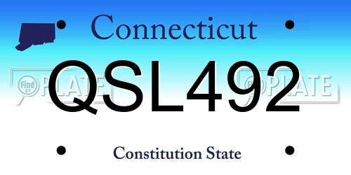 QSL492 Connecticut License Plate