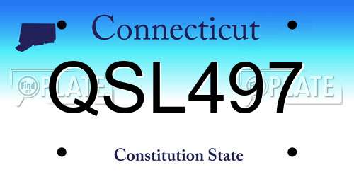 QSL497 Connecticut License Plate