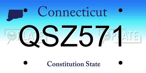 QSZ571 Connecticut License Plate