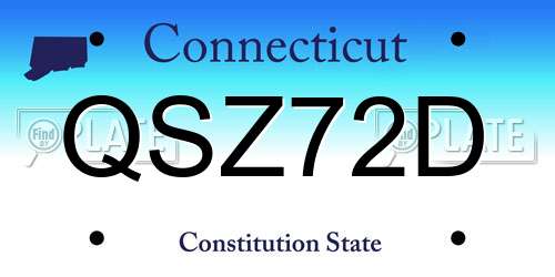QSZ72D Connecticut License Plate
