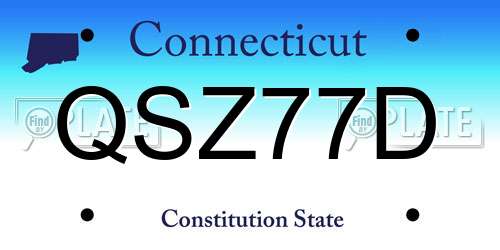 QSZ77D Connecticut License Plate