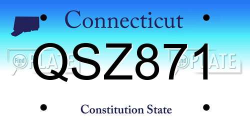 QSZ871 Connecticut License Plate