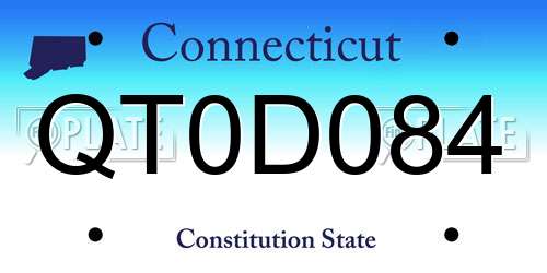 QT0D084 Connecticut License Plate