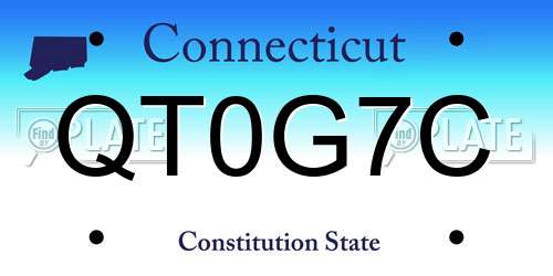 QT0G7C Connecticut License Plate