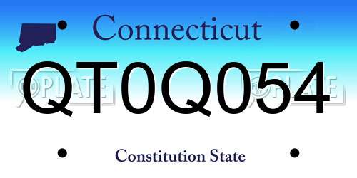 QT0Q054 Connecticut License Plate