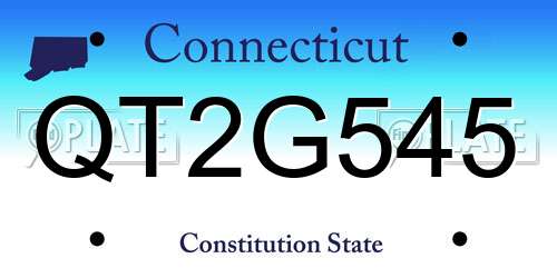 QT2G545 Connecticut License Plate