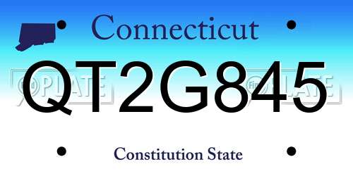 QT2G845 Connecticut License Plate
