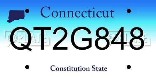 QT2G848 Connecticut License Plate