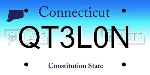 QT3L0N Connecticut License Plate