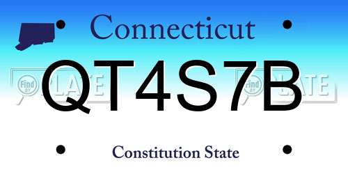 QT4S7B Connecticut License Plate