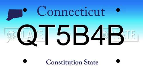 QT5B4B Connecticut License Plate