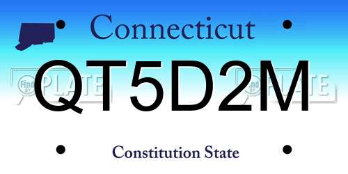 QT5D2M Connecticut License Plate