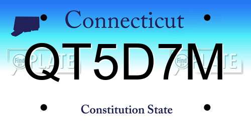 QT5D7M Connecticut License Plate
