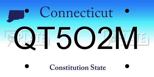 QT5O2M Connecticut License Plate