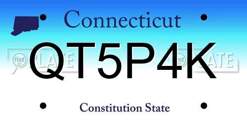 QT5P4K Connecticut License Plate