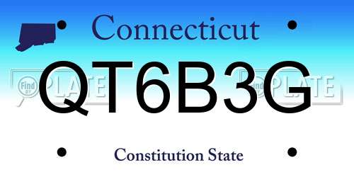 QT6B3G Connecticut License Plate