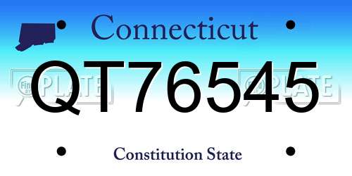 QT76545 Connecticut License Plate