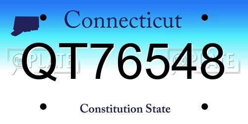 QT76548 Connecticut License Plate