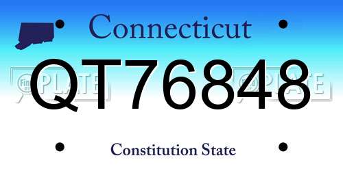 QT76848 Connecticut License Plate