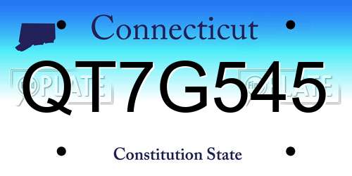QT7G545 Connecticut License Plate