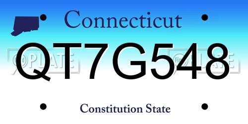 QT7G548 Connecticut License Plate