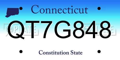 QT7G848 Connecticut License Plate