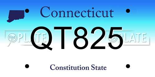 QT825 Connecticut License Plate