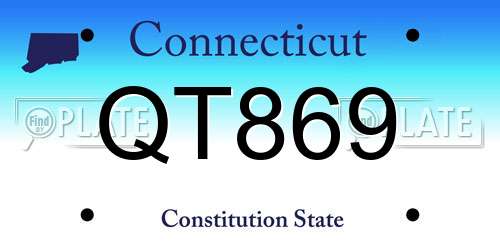 QT869 Connecticut License Plate