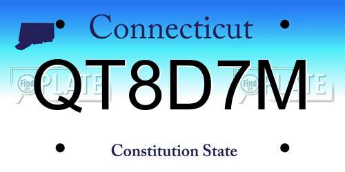 QT8D7M Connecticut License Plate