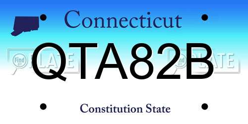 QTA82B Connecticut License Plate