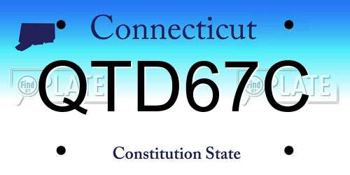QTD67C Connecticut License Plate