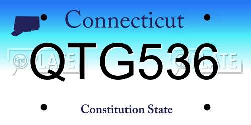 QTG536 Connecticut License Plate