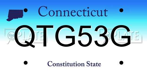 QTG53G Connecticut License Plate