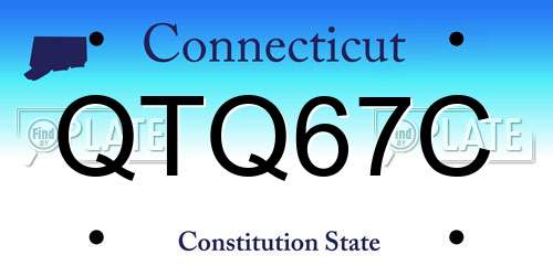 QTQ67C Connecticut License Plate