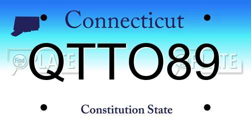 QTTO89 Connecticut License Plate