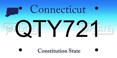 QTY721 Connecticut License Plate