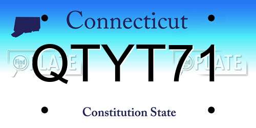QTYT71 Connecticut License Plate