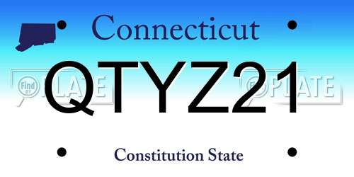 QTYZ21 Connecticut License Plate