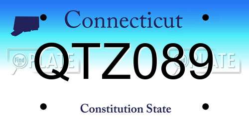 QTZ089 Connecticut License Plate