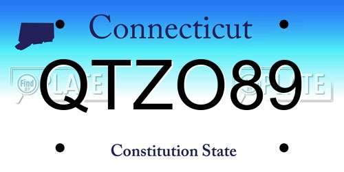 QTZO89 Connecticut License Plate
