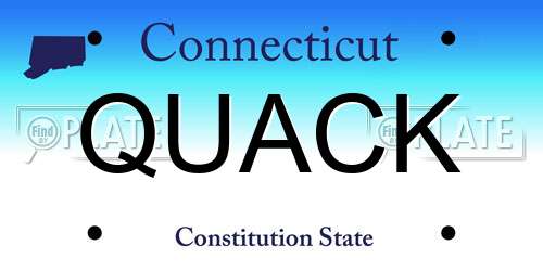 QUACK Connecticut License Plate