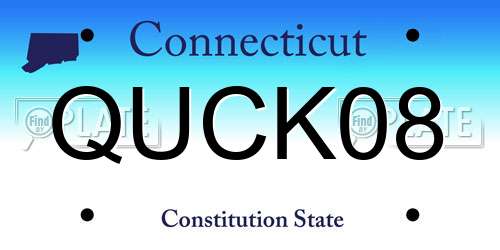 QUCK08 Connecticut License Plate
