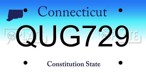 QUG729 Connecticut License Plate